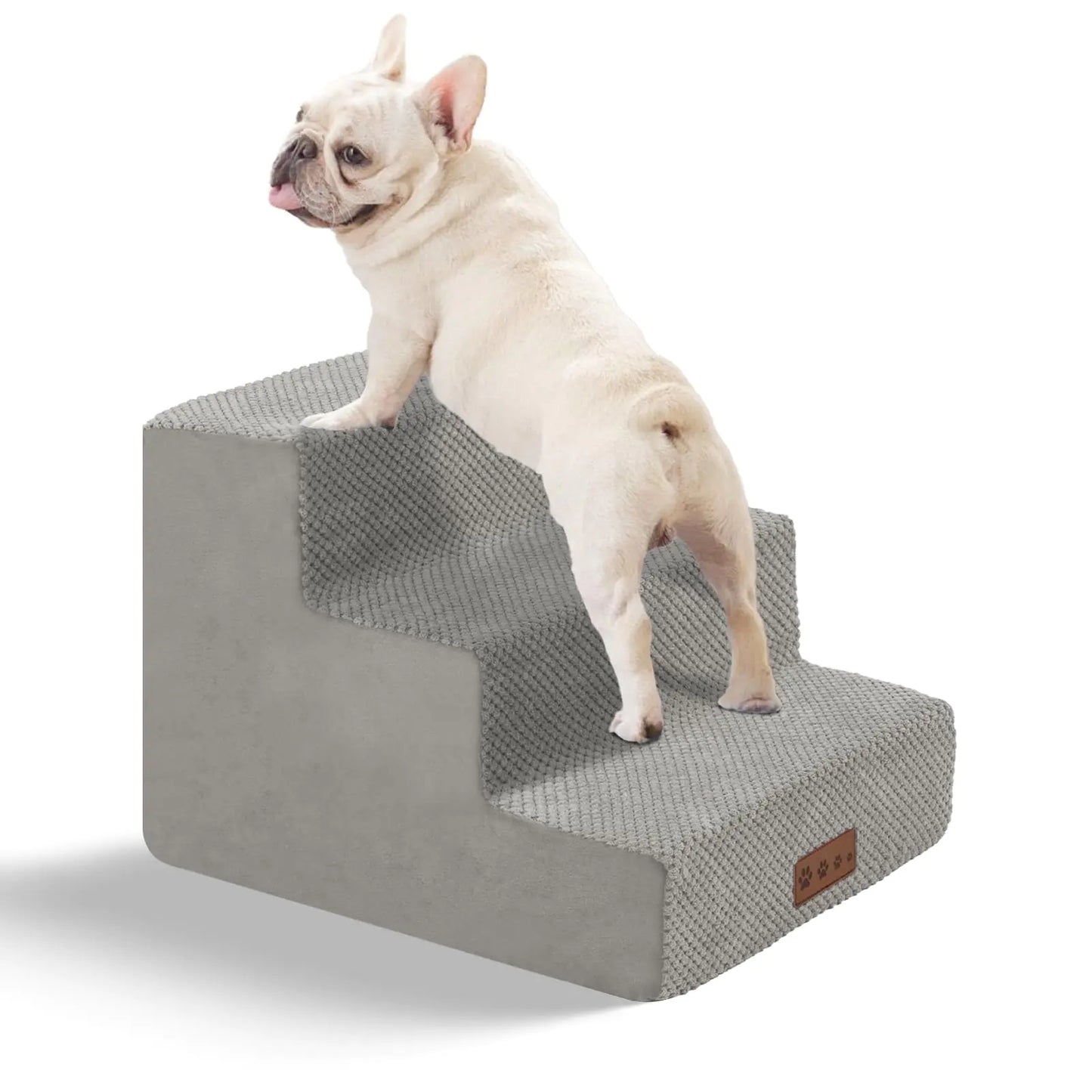 GGIB Dog Stairs for Small Dogs Cats Non-Slip Dog Steps for High Bed Pet Stairs for Sofa Couch Dog Ramp Pet Steps with Removable Washable Cover Light Grey 13" H 3-Step